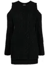 P.a.r.o.s.h Cable-knit Off-shoulder Sweatshirt In 黑色