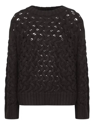 P.a.r.o.s.h Cable-knit Open-weave Sweater In Brown