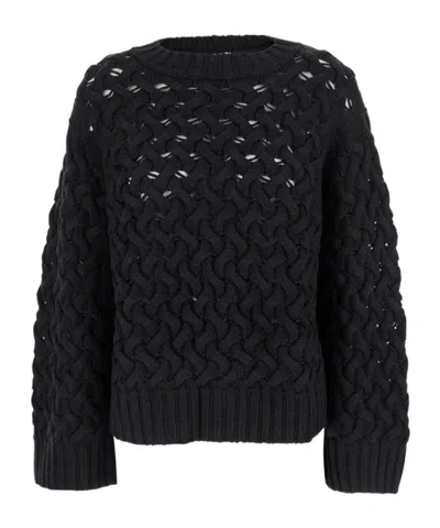 P.a.r.o.s.h Cable-knit Open-weave Sweater In Black