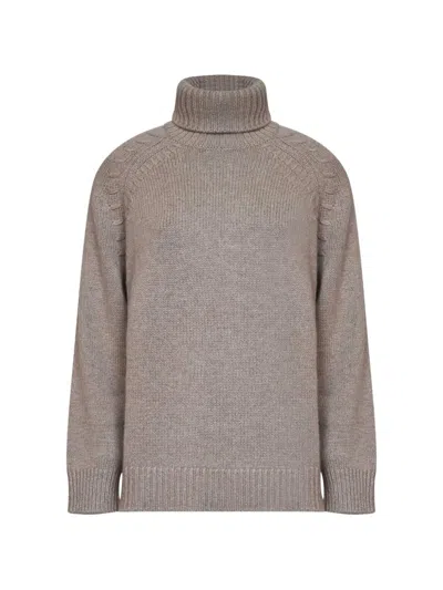 P.a.r.o.s.h Cable-knit Raglan-sleeve Sweater In Neutrals