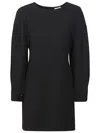P.a.r.o.s.h . Cadi Midi Dress With Crew Neck And Buttoned Cuffs In Black