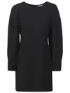 P.a.r.o.s.h . Cadi Midi Dress With Crew Neck And Buttoned Cuffs In Black