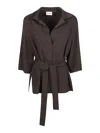 P.a.r.o.s.h Cady Belted V-neck Blouse In Brown