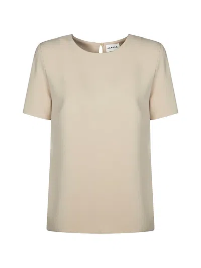 P.a.r.o.s.h . Cady Crewneck Short Sleeved Blouse In Brown