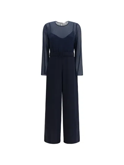 P.a.r.o.s.h Belted Keyhole Back Sheer Trouser Suit In Animal Print