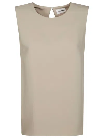 P.a.r.o.s.h Cady Round-neck Sleeveless Blouse In Sabbia