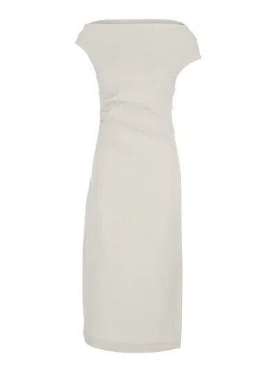 P.a.r.o.s.h Cady Strecth Midi Dress Dress In White