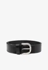P.a.r.o.s.h Leather Belt With Adjustable Length And Silver-tone Buckle In Black