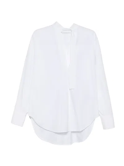 P.a.r.o.s.h Cambrige Tie-neck Curved-hem Shirt In White