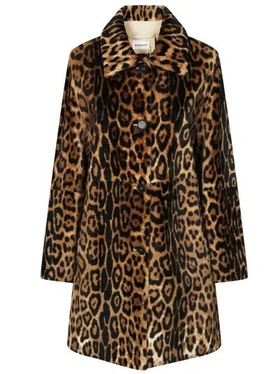 P.a.r.o.s.h Camel And Black Leopard Print Shearling Coat In Animal Print