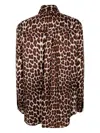 P.a.r.o.s.h . Leopard Print Silk Shirt With Pointed Collar And Overfit Silhouette In Brown