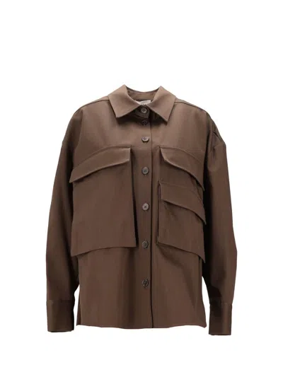 P.a.r.o.s.h Long Sleeve Shirt Chest Pockets In Brown