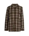 P.a.r.o.s.h Brown Tartan Pattern Cotton Shirt With Sequin Detailing In Animal Print