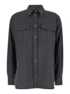 P.a.r.o.s.h Parosh Sophisticated Virgin Wool Blend Shirt With Classic Collar And Box-pleat Detail In Grey