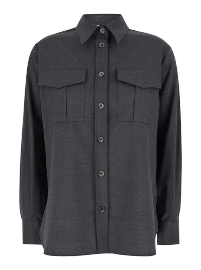 P.a.r.o.s.h Grey Shirt With Classic Collar In Wool Blend Woman