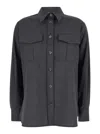 P.a.r.o.s.h Parosh Sophisticated Virgin Wool Blend Shirt With Classic Collar And Box-pleat Detail In Grey