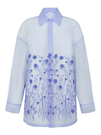 P.a.r.o.s.h Blue Silk Organza Shirt