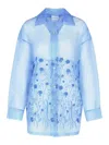 P.a.r.o.s.h Fiori Light Blue Silk Shirt In Light Blue