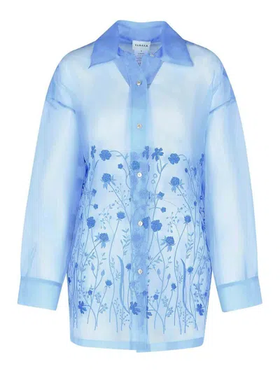 P.a.r.o.s.h Fiori Light Blue Silk Shirt
