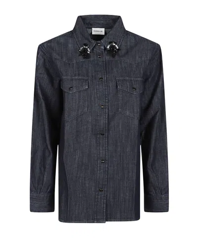 P.a.r.o.s.h Dark Denim Candore Cotton Casual Shirt In Blue