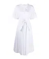 P.a.r.o.s.h Canyox Belted Maxi Dress In White