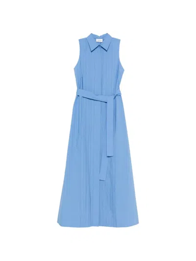P.a.r.o.s.h Canyox Belted Maxi Shirt Dress In Blue