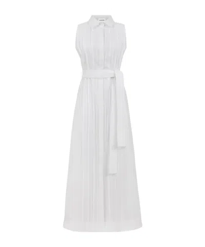 P.a.r.o.s.h Canyox Belted Maxi Shirt Dress In White