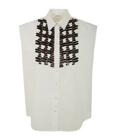 P.a.r.o.s.h Sequin-embellished Sleeveless Shirt In White
