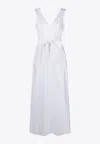 P.a.r.o.s.h Canyox V-neck Tied Maxi Dress In White
