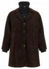 P.a.r.o.s.h Suede Coat With Knit Insert And Front Button Closure In Brown