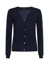 P.a.r.o.s.h Parosh Ribbed Knit Sweater With Plunging V-neck And Button Placket In Blue
