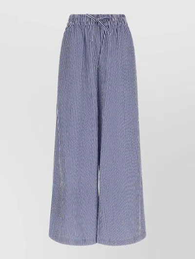 P.a.r.o.s.h Cashine Pants Striped Pattern Wide Leg Back Pocket In Blue