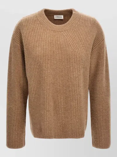 P.a.r.o.s.h Cashmere Crew Neck Sweater Long Sleeves Ribbed In Brown