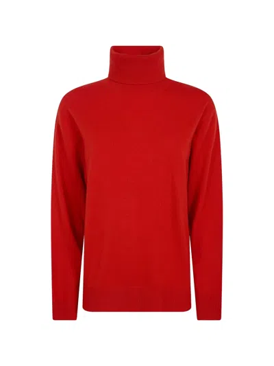 P.a.r.o.s.h Parosh Long-sleeved Pure Cashmere Roll Neck Jumper P. A.r. O.s. H. With Ribbed Trims In Red