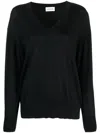 P.a.r.o.s.h Black Pullover With V Neckline And Ribbed Trim In Wool And Silk Blend Woman In Black