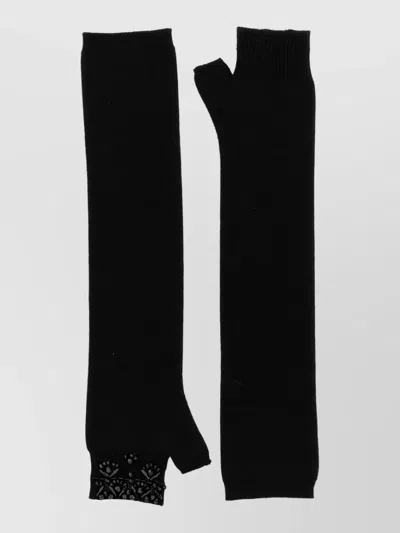 P.a.r.o.s.h Look26 Bead-embellished Fingerless Gloves In Black
