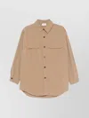 P.a.r.o.s.h Casual Box-pleat Detail Collared Neck Top