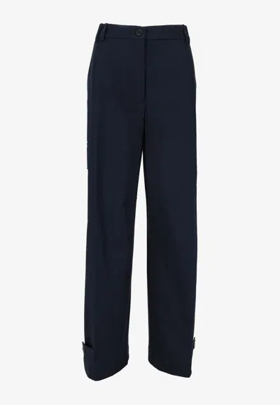 P.a.r.o.s.h Wide Leg Trousers Belt Loops Cargo Pockets In Blue