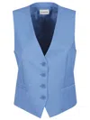 P.a.r.o.s.h Parosh Tailored Blue Waistcoat With Classic V-neckline
