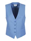 P.a.r.o.s.h Parosh Tailored Blue Waistcoat With Classic V-neckline In Blue