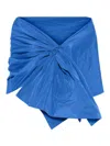 P.a.r.o.s.h Draped Floral Knot Midi Open Rectangle Wrap In Blue
