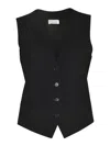 P.a.r.o.s.h Black Vest With Button Closure In Fabric Woman In Black