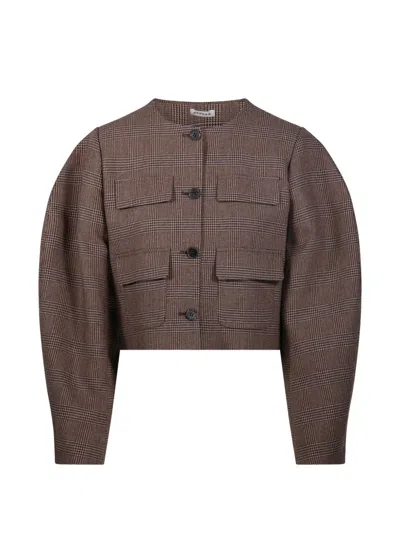 P.a.r.o.s.h Check Cropped Jacket In Brown