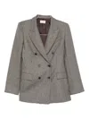 P.a.r.o.s.h Check-pattern Double-breasted Blazer In Brown