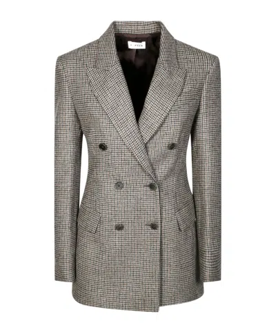 P.a.r.o.s.h Check-pattern Double-breasted Blazer In Gray