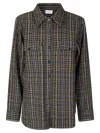 P.a.r.o.s.h Checked Cotton Shirt With Rhinestone Accents In Gray