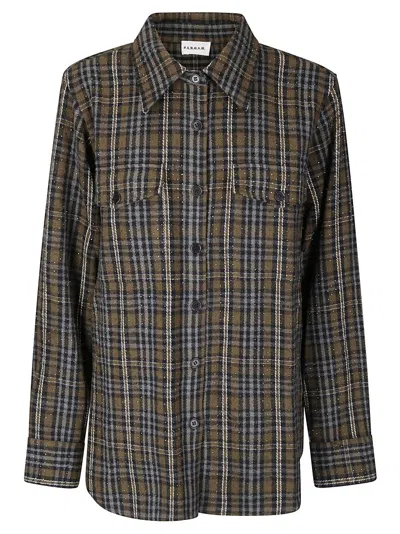P.A.R.O.S.H CHECKED COTTON SHIRT WITH RHINESTONE ACCENTS