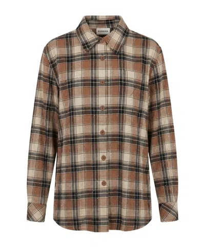 P.a.r.o.s.h . Checked Curved Hem Shirt In Brown