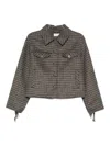 P.a.r.o.s.h Checked Frayed-sleeve Jacket In Gray
