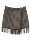 P.a.r.o.s.h Checked Fringe Skirt In Gray